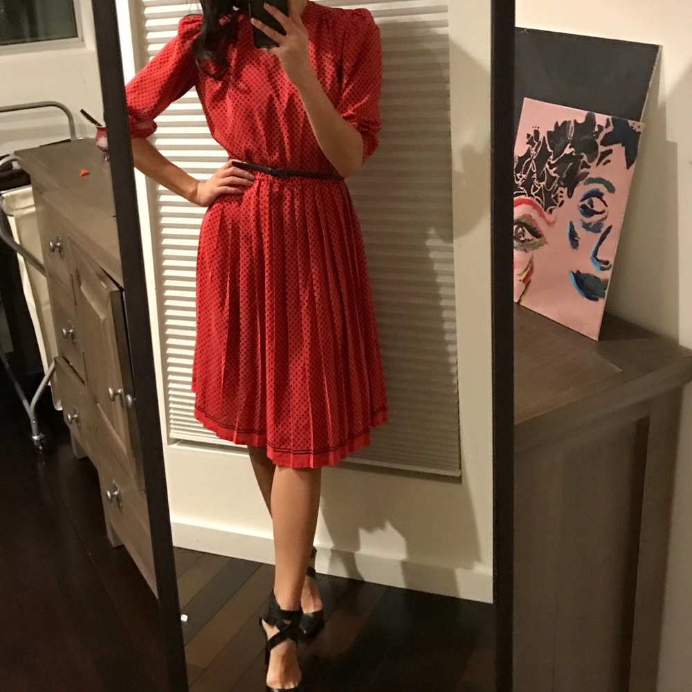 Vintage pleated red dress